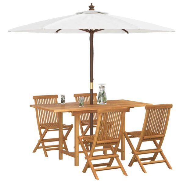 Garden Dining Set 5 pcs Brown Solid Teak Wood