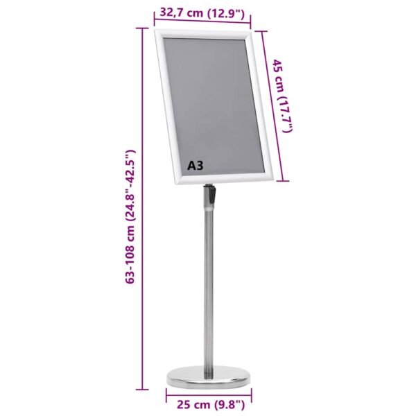 Poster Stands 2 pcs Silver 45 x 32.7 x 108 cm Aluminium