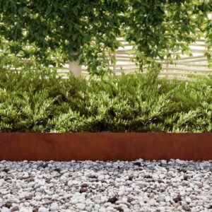 Lawn Edging 4 pcs Rusty 450 x 0.05 x 15 cm Weathering Steel