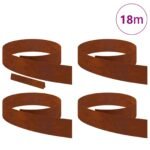 Lawn Edging 4 pcs Rusty 450 x 0.05 x 15 cm Weathering Steel