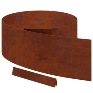 Lawn Edging 4 pcs Rusty 450 x 0.05 x 25 cm Weathering Steel