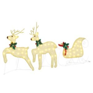 LED Reindeers 5 pcs Gold Fabric