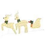 LED Reindeers 7 pcs Gold Fabric