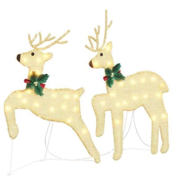 LED Reindeers 7 pcs Gold Fabric