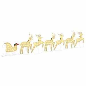 LED Reindeers 7 pcs Gold Fabric
