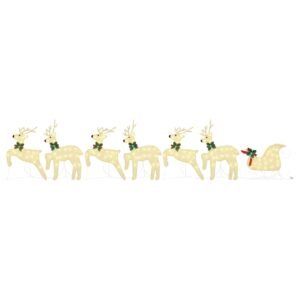 LED Reindeers 7 pcs Gold Fabric