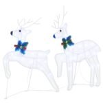LED Reindeers 7 pcs White Fabric