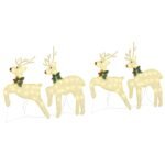 LED Reindeers 4 pcs Gold Fabric