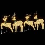 LED Reindeers 4 pcs Gold Fabric