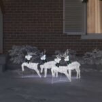 LED Reindeers 4 pcs Silver Fabric