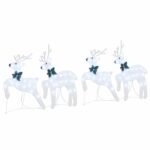 LED Reindeers 4 pcs Silver Fabric