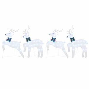 LED Reindeers 4 pcs Silver Fabric