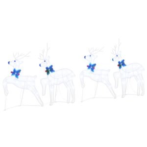 LED Reindeers 4 pcs White Fabric
