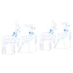 LED Reindeers 4 pcs White Fabric