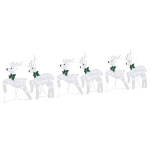 LED Reindeers 6 pcs Silver Fabric