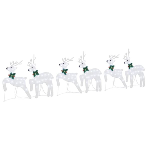 LED Reindeers 6 pcs Silver Fabric