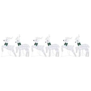 LED Reindeers 6 pcs Silver Fabric