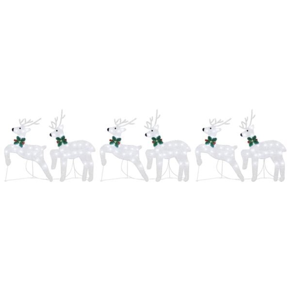 LED Reindeers 6 pcs Silver Fabric