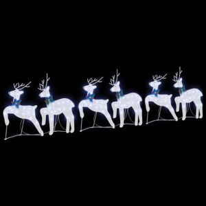 LED Reindeers 6 pcs White Fabric