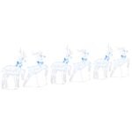 LED Reindeers 6 pcs White Fabric
