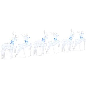 LED Reindeers 6 pcs White Fabric