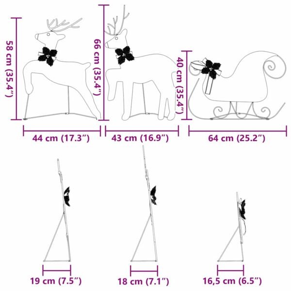 LED Reindeers 3 pcs Cold White Fabric