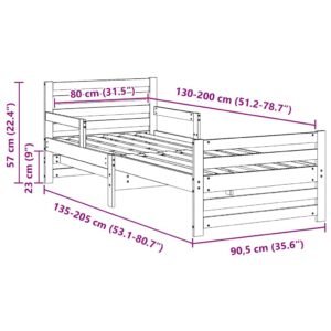 Bed Frame with Headboard Brown 80 x 200 cm Engineered Wood