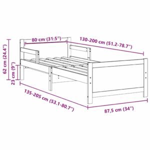 Bed Frame with Headboard Brown 80 x 200 cm Engineered Wood