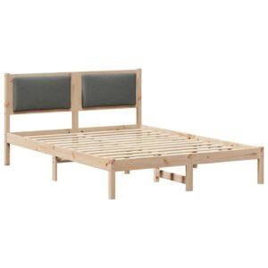 Bed Frame with Headboard Dark Grey 135 x 190 cm Solid Pine Wood
