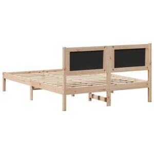 Bed Frame with Headboard Dark Grey 135 x 190 cm Solid Pine Wood