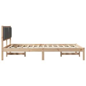 Bed Frame with Headboard Dark Grey 135 x 190 cm Solid Pine Wood