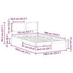 Bed Frame with Headboard Dark Grey 135 x 190 cm Solid Pine Wood