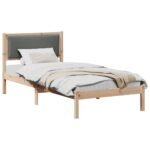 Bed Frame with Headboard Dark Grey 90 x 190 cm Solid Pine Wood