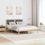 Bed Frame with Headboard Dark Grey 150 x 200 cm Solid Pine Wood