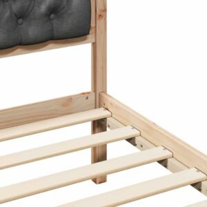 Bed Frame with Headboard Dark Grey 135 x 190 cm Solid Pine Wood