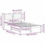 Bed Frame with Headboard Dark Grey 135 x 190 cm Solid Pine Wood