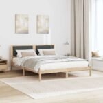 Bed Frame with Upholstered Headboard Dark Grey 150 x 200 cm