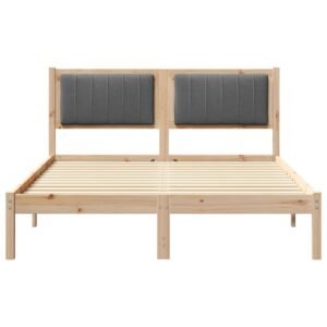 Bed Frame with Upholstered Headboard Dark Grey 135 x 190 cm