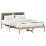Bed Frame with Upholstered Headboard Dark Grey 135 x 190 cm