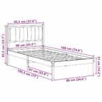 Bed Frame with Upholstered Headboard Dark Grey 90 x 190 cm