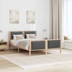 Bed Frame with Headboard Dark Grey 135 x 190 cm Fabric