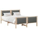Bed Frame with Headboard Dark Grey 135 x 190 cm Fabric