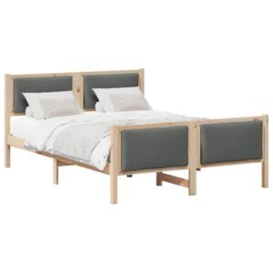 Bed Frame with Headboard Dark Grey 135 x 190 cm Fabric