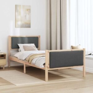 Bed Frame with Headboard Dark Grey 90 x 190 cm Fabric