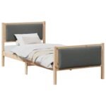 Bed Frame with Headboard Dark Grey 90 x 190 cm Fabric