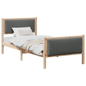 Bed Frame with Headboard Dark Grey 90 x 190 cm Fabric