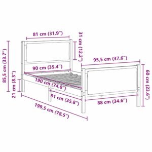 Bed Frame with Headboard Dark Grey 90 x 190 cm Fabric