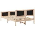 Bed Frame with Headboard Dark Grey 135 x 190 cm Solid Pine Wood