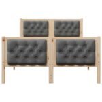 Bed Frame with Headboard Dark Grey 135 x 190 cm Solid Pine Wood