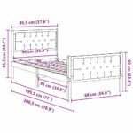 Bed Frame with Headboard Dark Grey 90 x 190 cm Solid Pine Wood